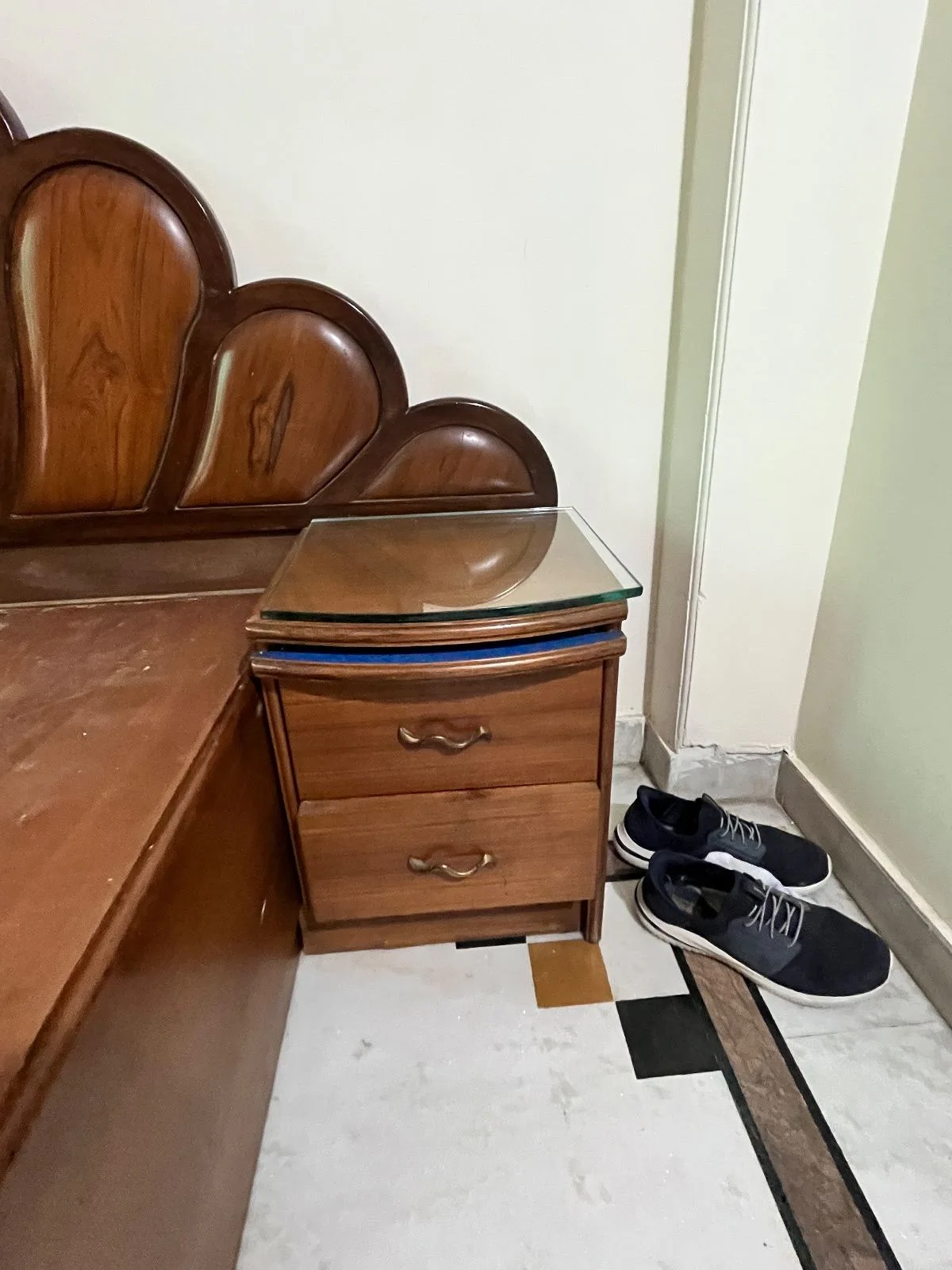 A bed with spacious inner cabinets and 2 side tables — photo 2